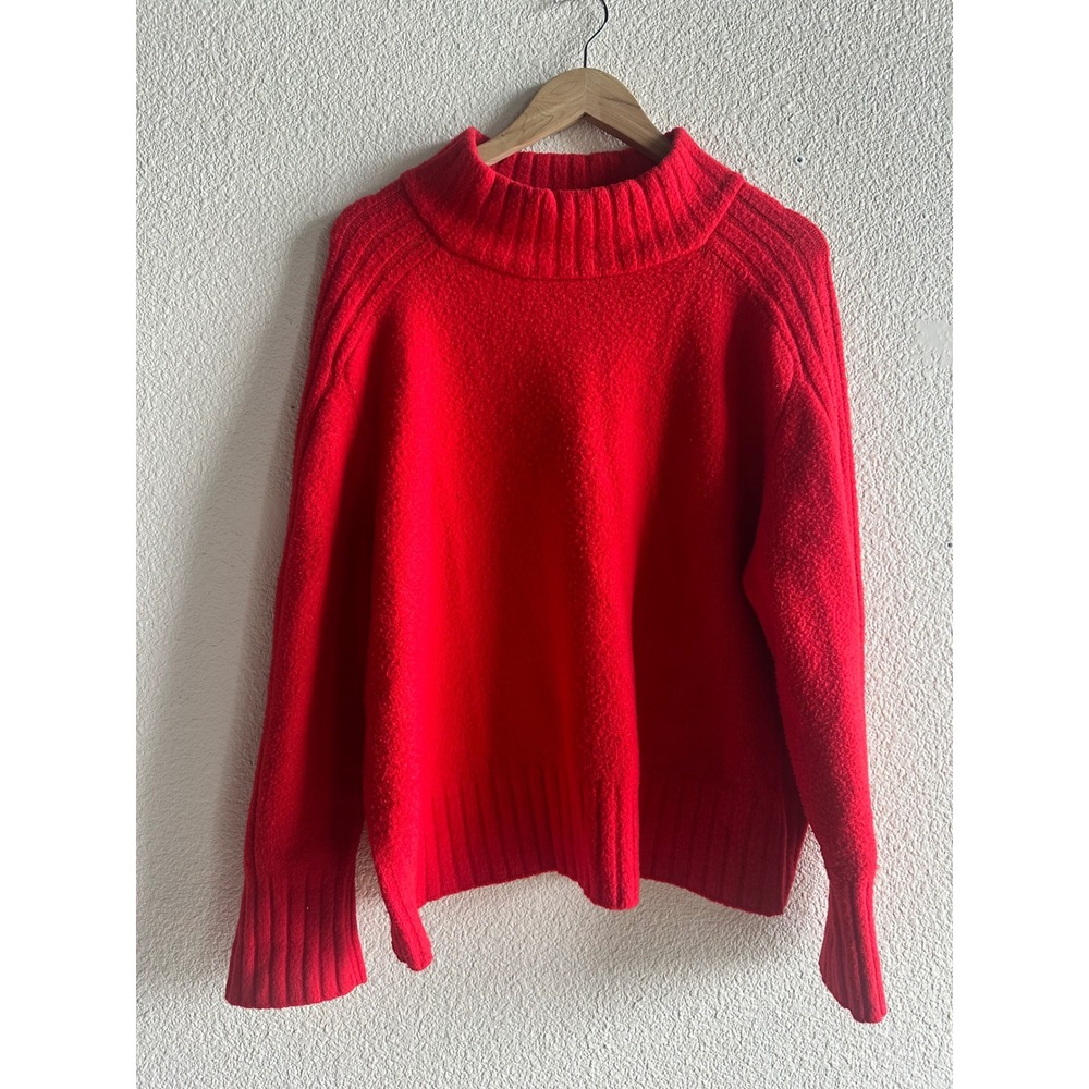 Ava & Viv Sweater Women 2X Red Mock Neck Pullover Long Sleeve Ribbed Knit Cozy